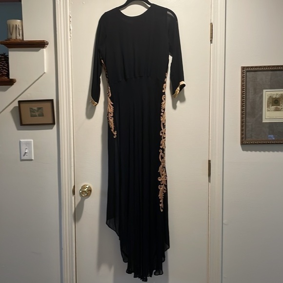 𝅺Elegant Rhythm Embellished Dipped Side Half Sheer Dress Nightdress - Picture 11 of 16